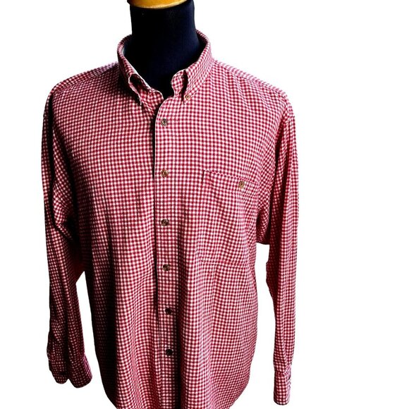 Vintage Chaps Ralph Lauren Shirt Mens XL red check Flannel Button Up Cotton - Picture 12 of 12